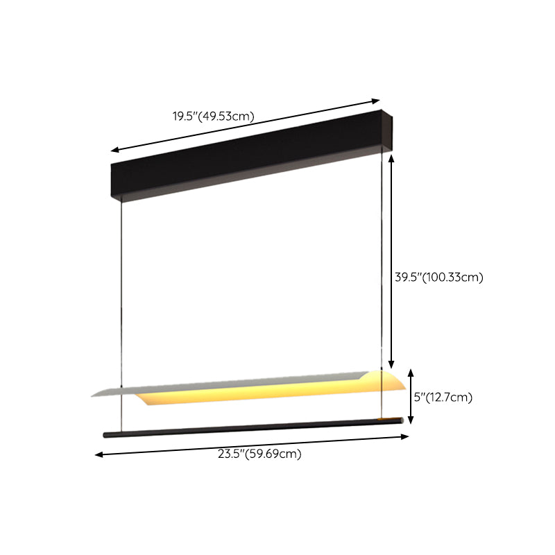 Black and White Kitchen Island Fixture Linear Modern Iron Pendant Light