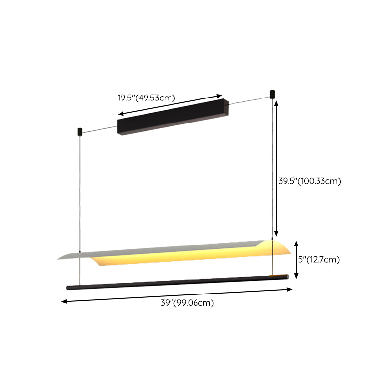 Black and White Kitchen Island Fixture Linear Modern Iron Pendant Light