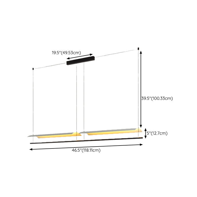 Black and White Kitchen Island Fixture Linear Modern Iron Pendant Light