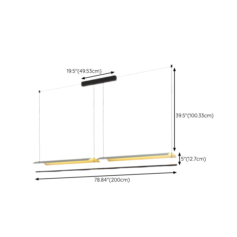 Black and White Kitchen Island Fixture Linear Modern Iron Pendant Light