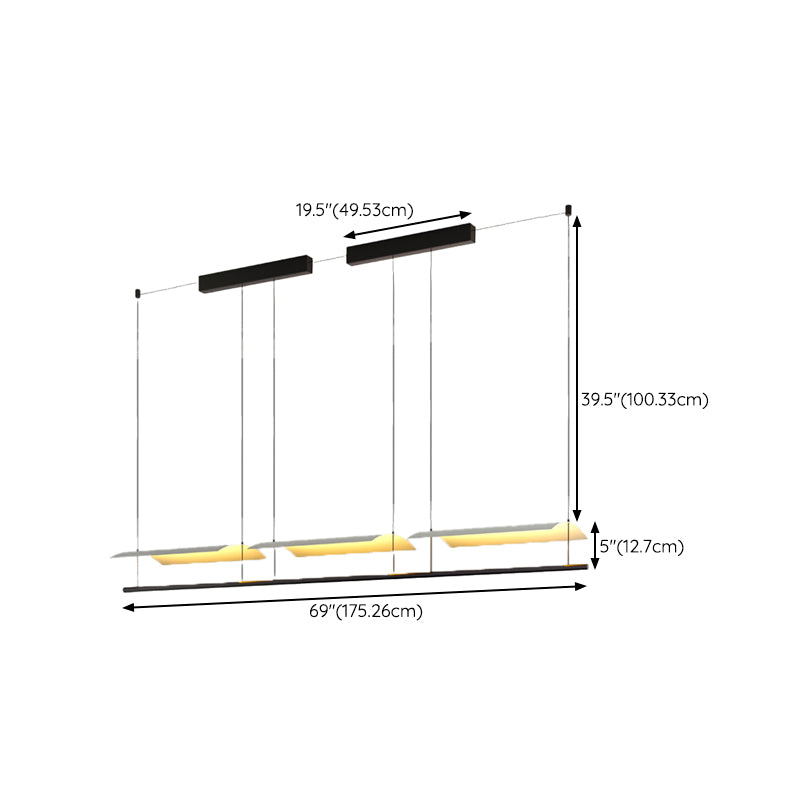 Black and White Kitchen Island Fixture Linear Modern Iron Pendant Light