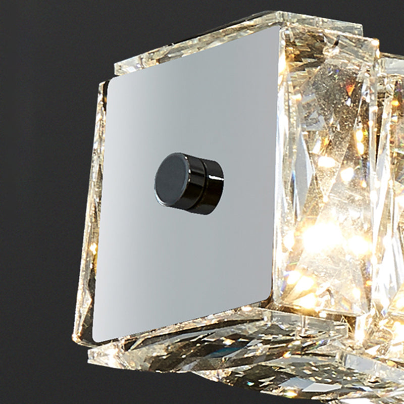 LED Crystal Ceiling Pendant Fixture Cylinder Kitchen Island Light in Gold / Sliver
