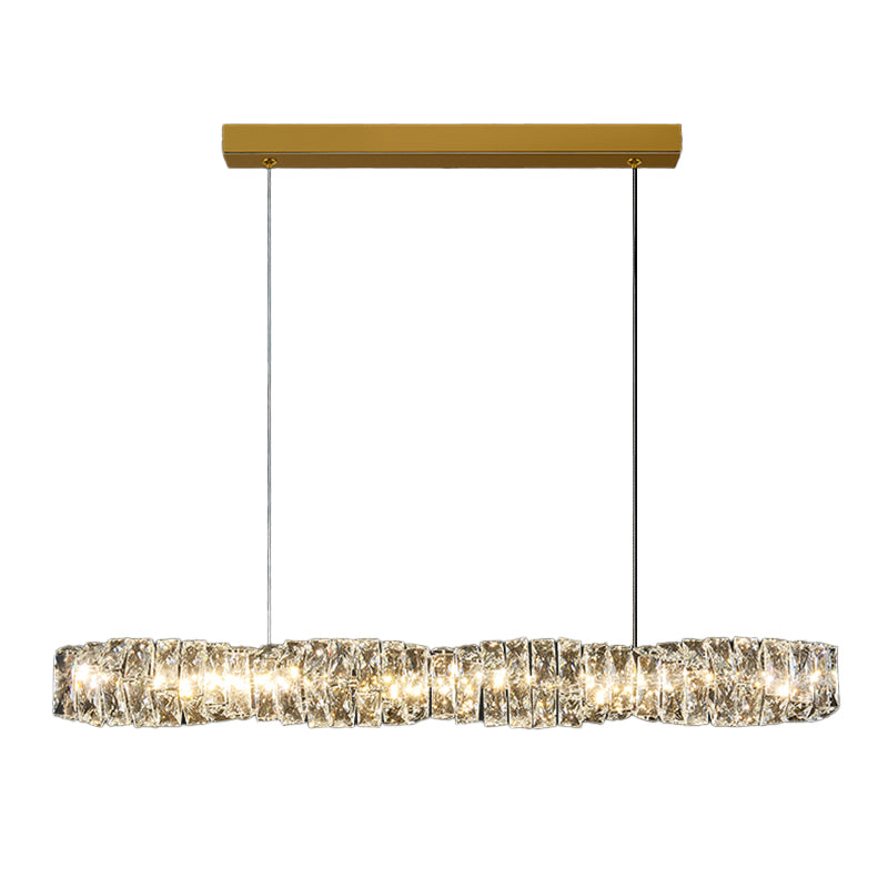 LED Crystal Ceiling Pendant Fixture Cylinder Kitchen Island Light in Gold / Sliver