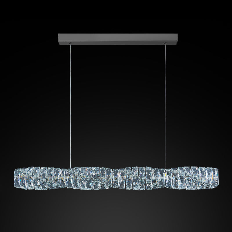 LED Crystal Ceiling Pendant Fixture Cylinder Kitchen Island Light in Gold / Sliver
