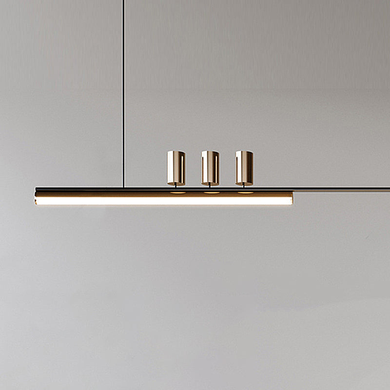 Post Modern Kitchen Island Fixture LED Metal Ceiling Pendant in Black & Gold Finish