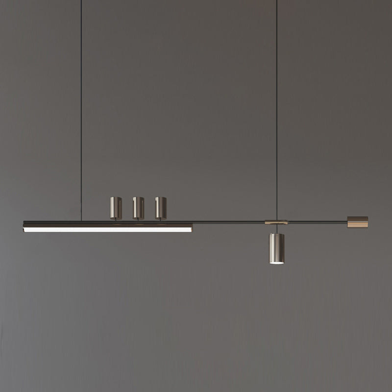 Post Modern Kitchen Island Fixture LED Metal Ceiling Pendant in Black & Gold Finish