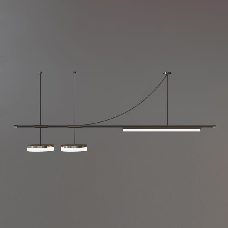 Post Modern Kitchen Island Fixture LED Metal Ceiling Pendant in Black & Gold Finish