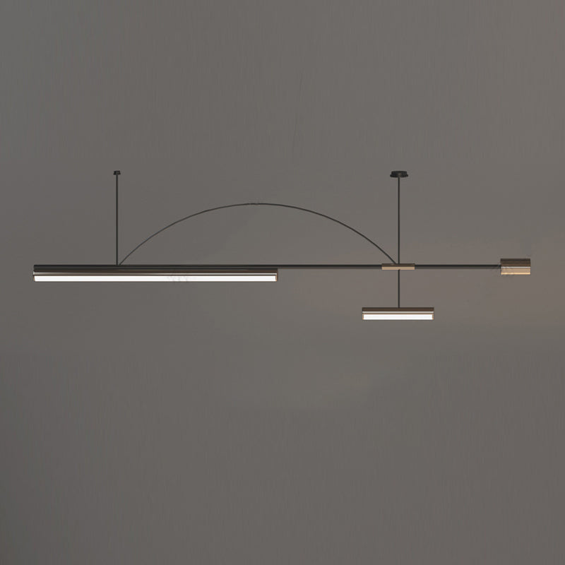 Post Modern Kitchen Island Fixture LED Metal Ceiling Pendant in Black & Gold Finish