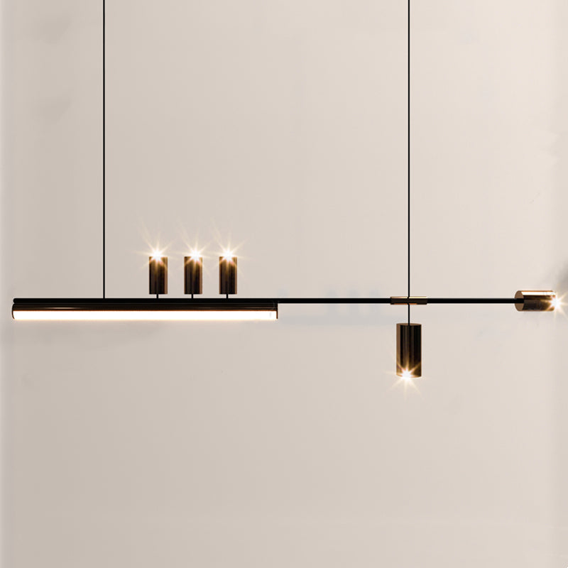 Post Modern Kitchen Island Fixture LED Metal Ceiling Pendant in Black & Gold Finish