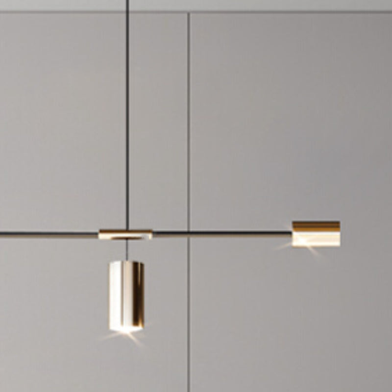 Post Modern Kitchen Island Fixture LED Metal Ceiling Pendant in Black & Gold Finish