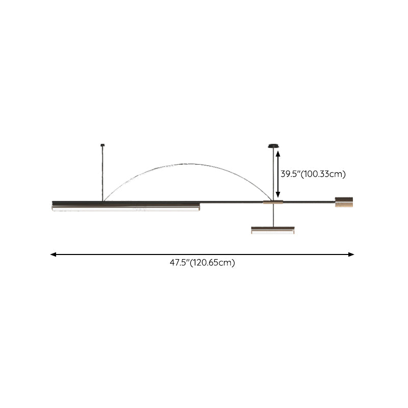 Post Modern Kitchen Island Fixture LED Metal Ceiling Pendant in Black & Gold Finish
