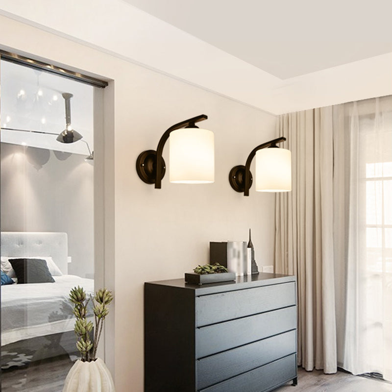 Contemporary Vanity Lamp Cylinder Glass Wall Light Fixture for Bathroom