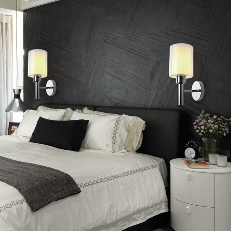Modern Vanity Lamp Cylinder Glass Wall Light Fixture for Bathroom