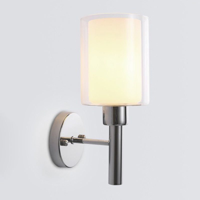Modern Vanity Lamp Cylinder Glass Wall Light Fixture for Bathroom