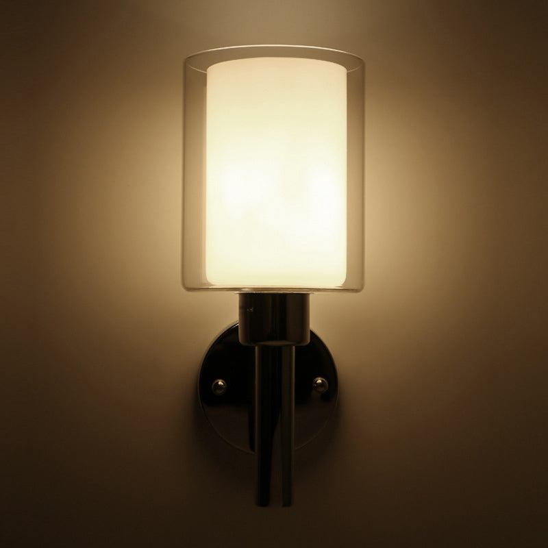 Modern Vanity Lamp Cylinder Glass Wall Light Fixture for Bathroom