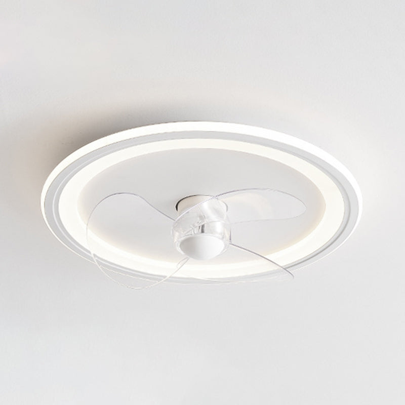 Nordic Style LED Ceiling Fan Metal Round Fan Lighting in White