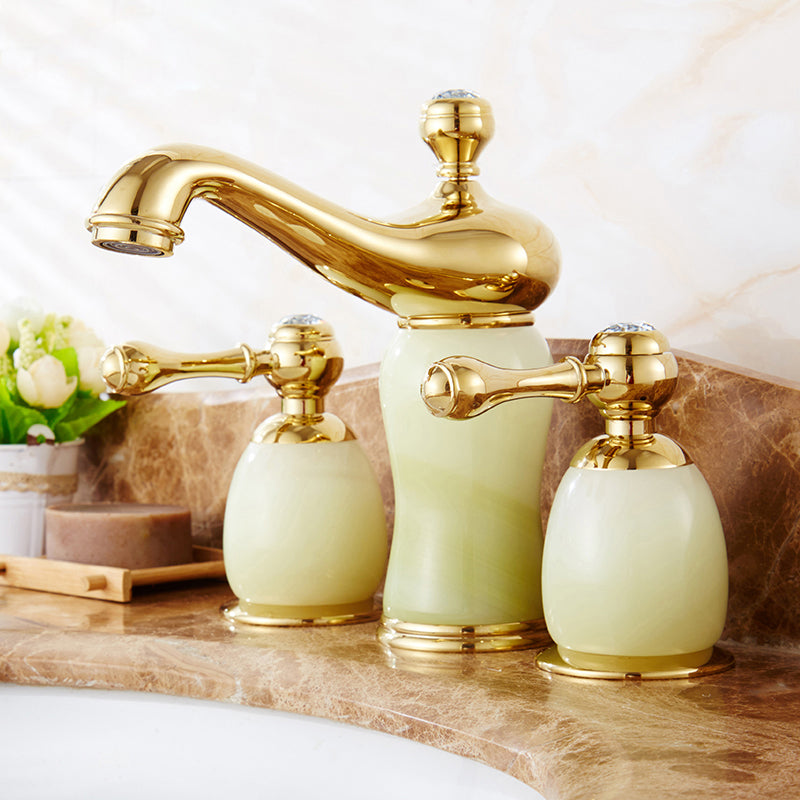Widespread Bathroom Faucet Low Arc 3 Holes Lever Handles Faucet