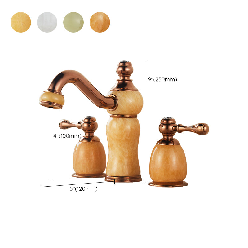 Widespread Bathroom Faucet Low Arc 3 Holes Lever Handles Faucet