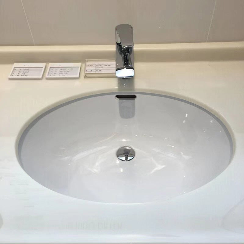 Traditional Undermount Bathroom Sink Porcelain with Overflow Basin Sink(Without Faucet)