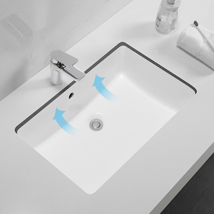 Traditional Undermount Bathroom Sink Porcelain with Overflow Basin Sink(Without Faucet)