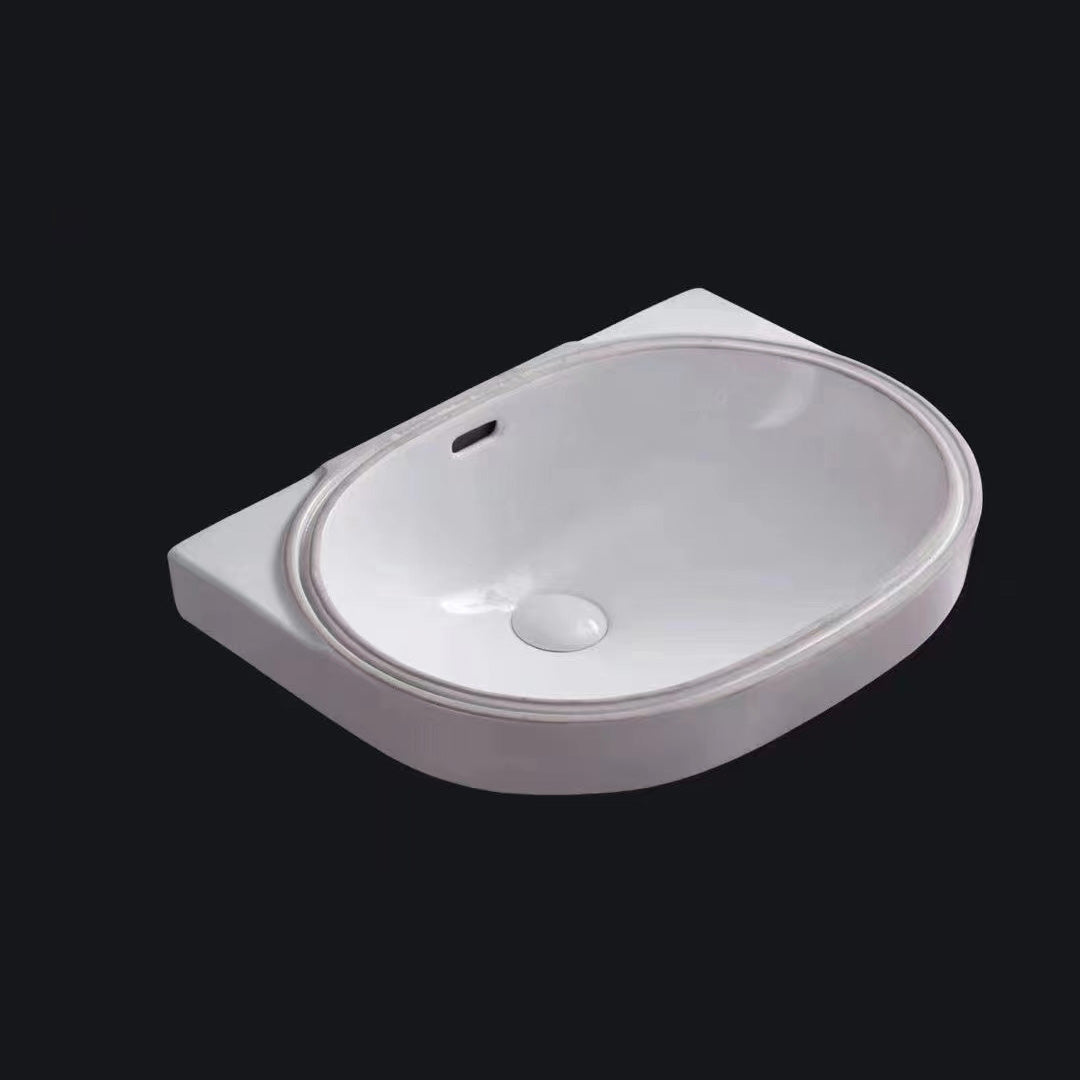 Traditional Undermount Bathroom Sink Porcelain with Overflow Basin Sink(Without Faucet)