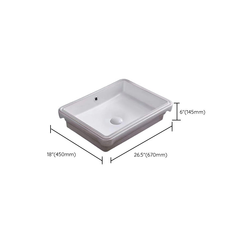 Traditional Undermount Bathroom Sink Porcelain with Overflow Basin Sink(Without Faucet)