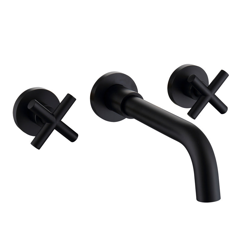 Modern Circular Bathroom Sink Faucet with 2 Handles Wall Mounted Bathroom Faucet