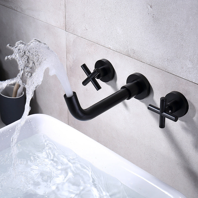 Modern Circular Bathroom Sink Faucet with 2 Handles Wall Mounted Bathroom Faucet