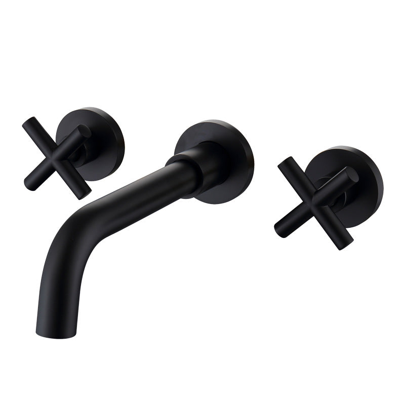 Modern Circular Bathroom Sink Faucet with 2 Handles Wall Mounted Bathroom Faucet