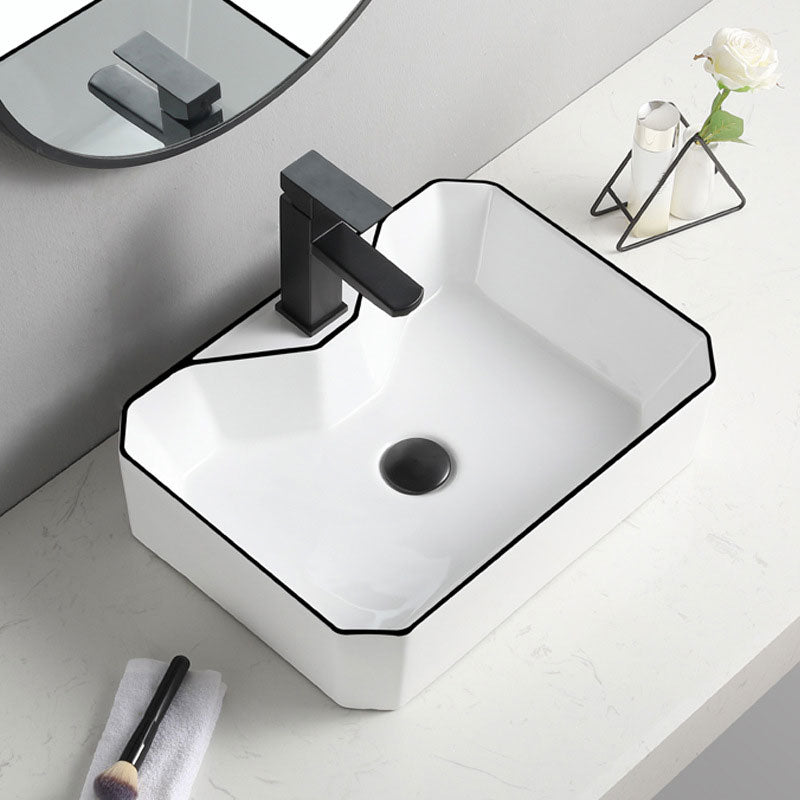 Contemporary Bathroom Sink with Pop-Up Drain Rectangular Vessel Bathroom Sink Only