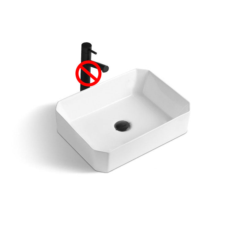Contemporary Bathroom Sink with Pop-Up Drain Rectangular Vessel Bathroom Sink Only