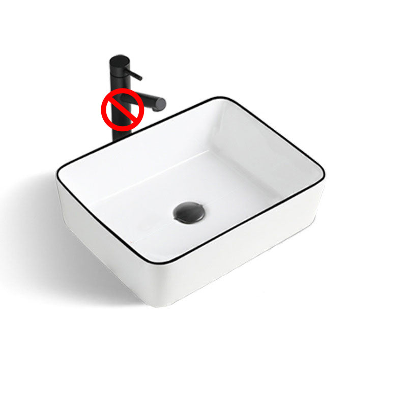 Contemporary Bathroom Sink with Pop-Up Drain Rectangular Vessel Bathroom Sink Only