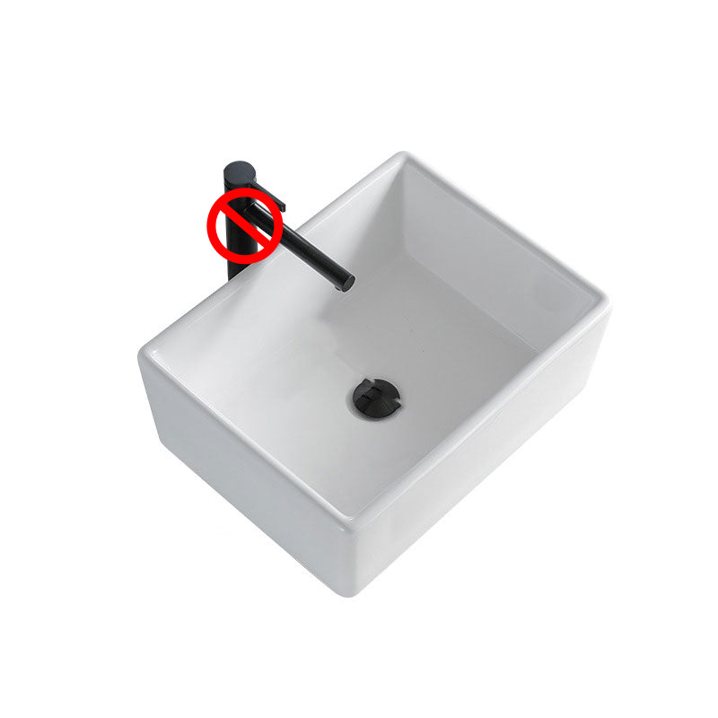 Contemporary Bathroom Sink Porcelain Rectangular Vessel Lavatory Sink Only