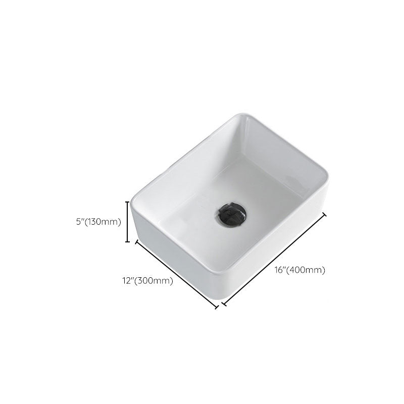 Contemporary Bathroom Sink Porcelain Rectangular Vessel Lavatory Sink Only