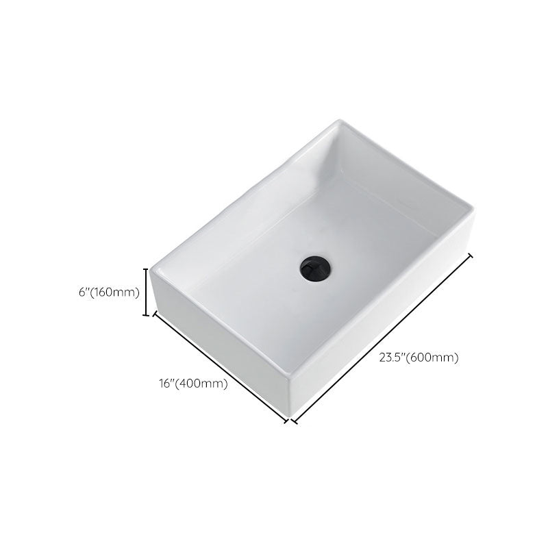 Contemporary Bathroom Sink Porcelain Rectangular Vessel Lavatory Sink Only