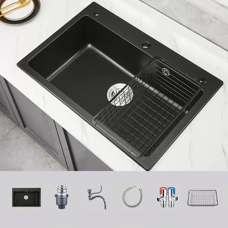 Modern Kitchen Sink White Pull-out Faucet Rectangular Anti-spill Kitchen Sink