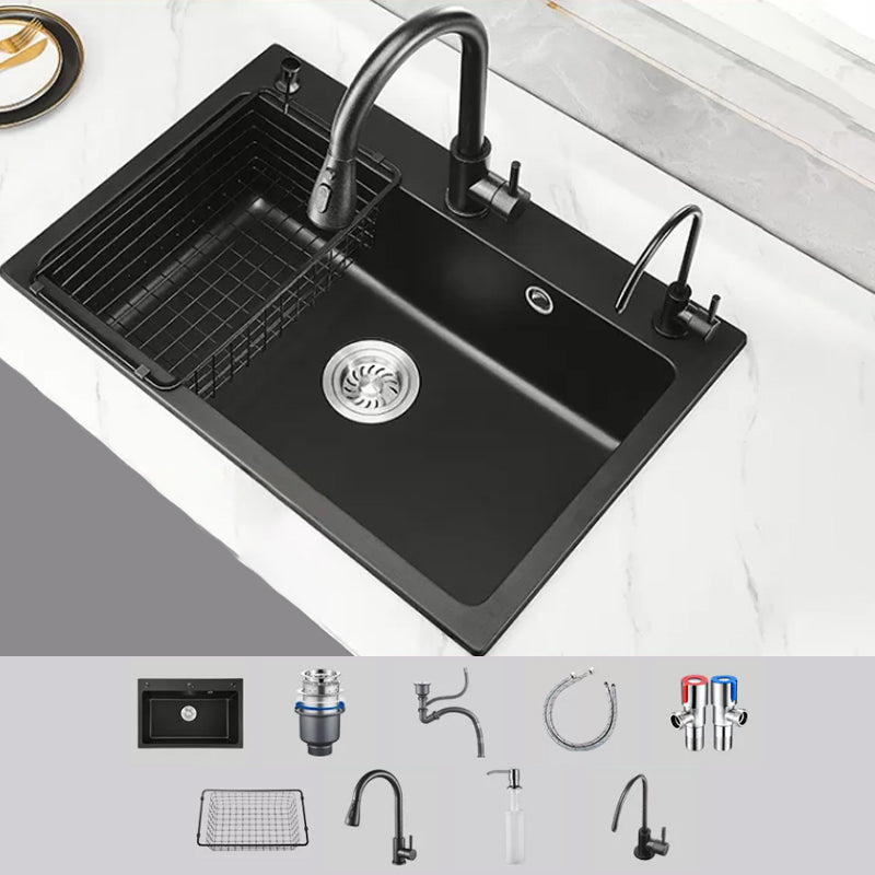Modern Kitchen Sink White Pull-out Faucet Rectangular Anti-spill Kitchen Sink