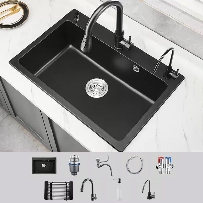 Modern Kitchen Sink White Pull-out Faucet Rectangular Anti-spill Kitchen Sink