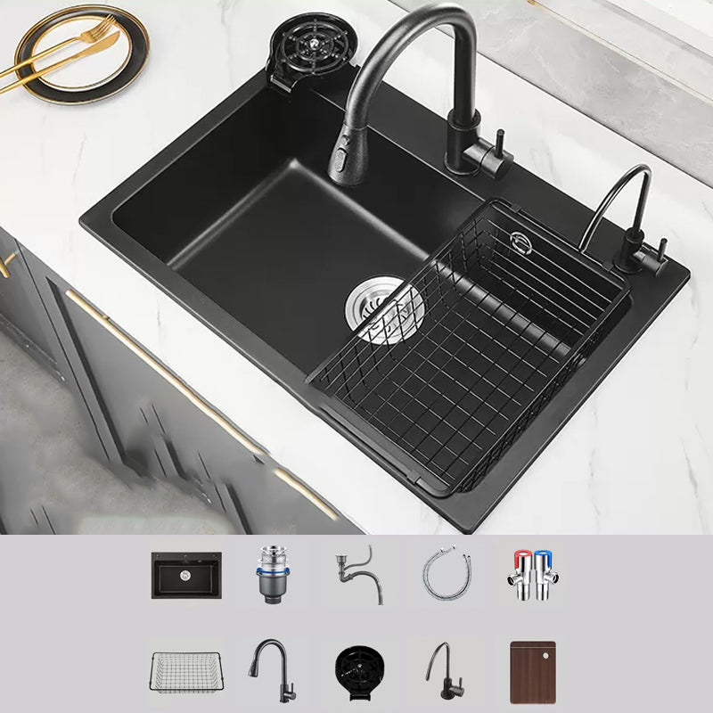 Modern Kitchen Sink White Pull-out Faucet Rectangular Anti-spill Kitchen Sink