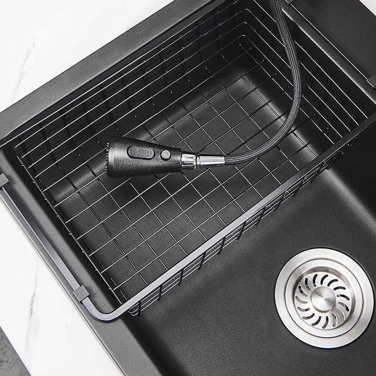 Modern Kitchen Sink White Pull-out Faucet Rectangular Anti-spill Kitchen Sink