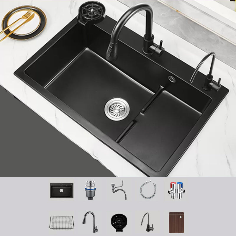 Modern Kitchen Sink White Pull-out Faucet Rectangular Anti-spill Kitchen Sink