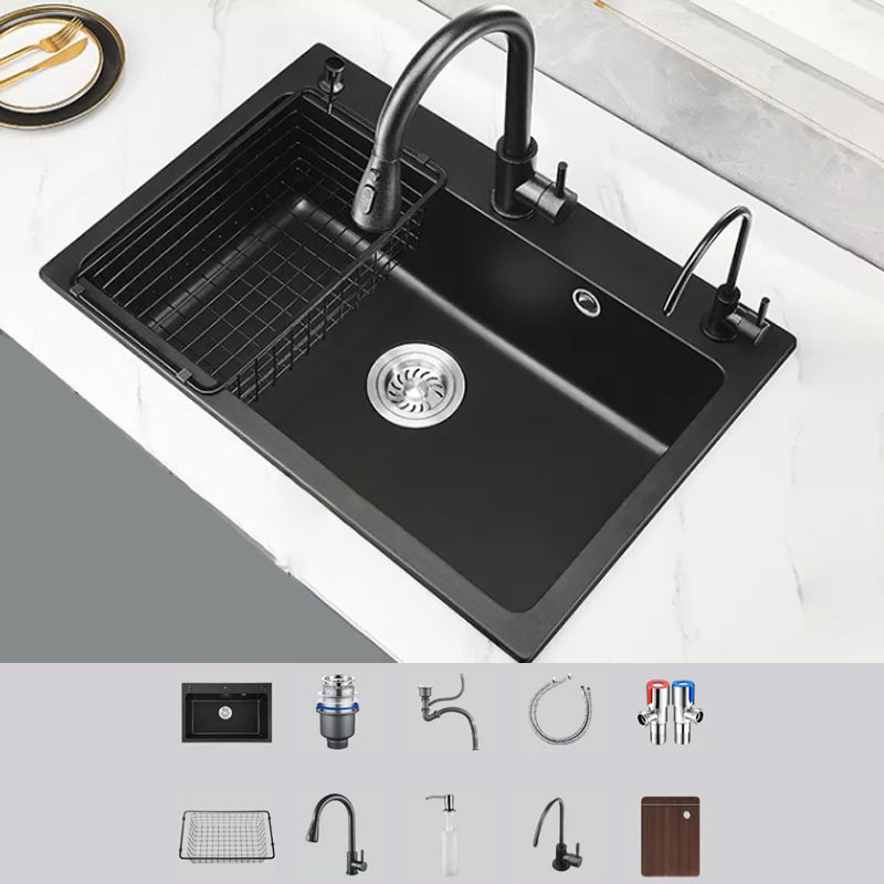 Modern Kitchen Sink White Pull-out Faucet Rectangular Anti-spill Kitchen Sink