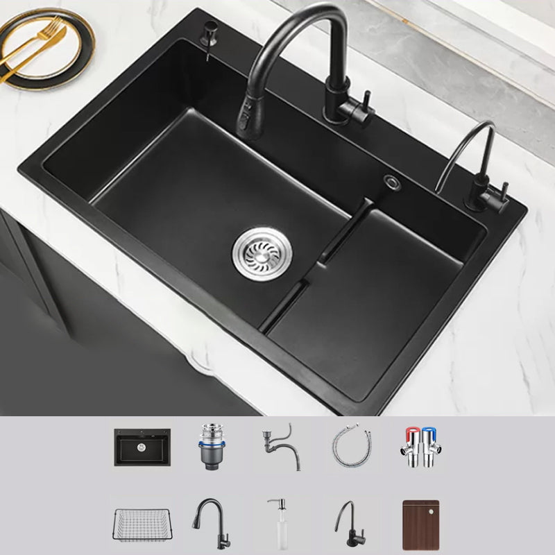 Modern Kitchen Sink White Pull-out Faucet Rectangular Anti-spill Kitchen Sink