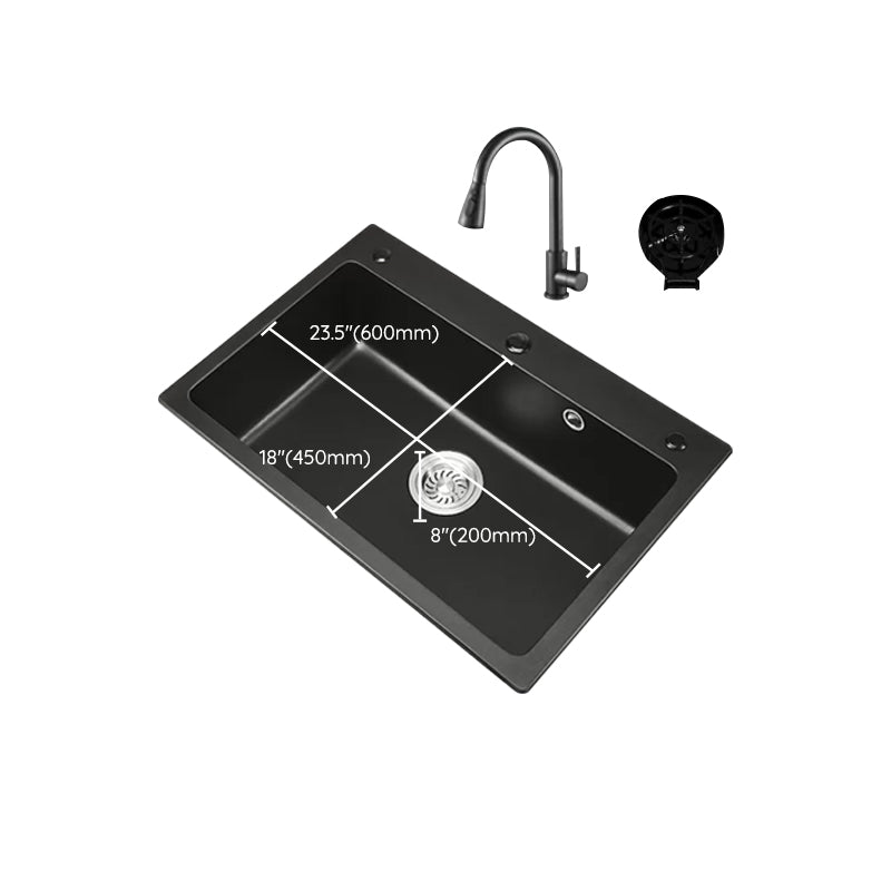 Modern Kitchen Sink White Pull-out Faucet Rectangular Anti-spill Kitchen Sink