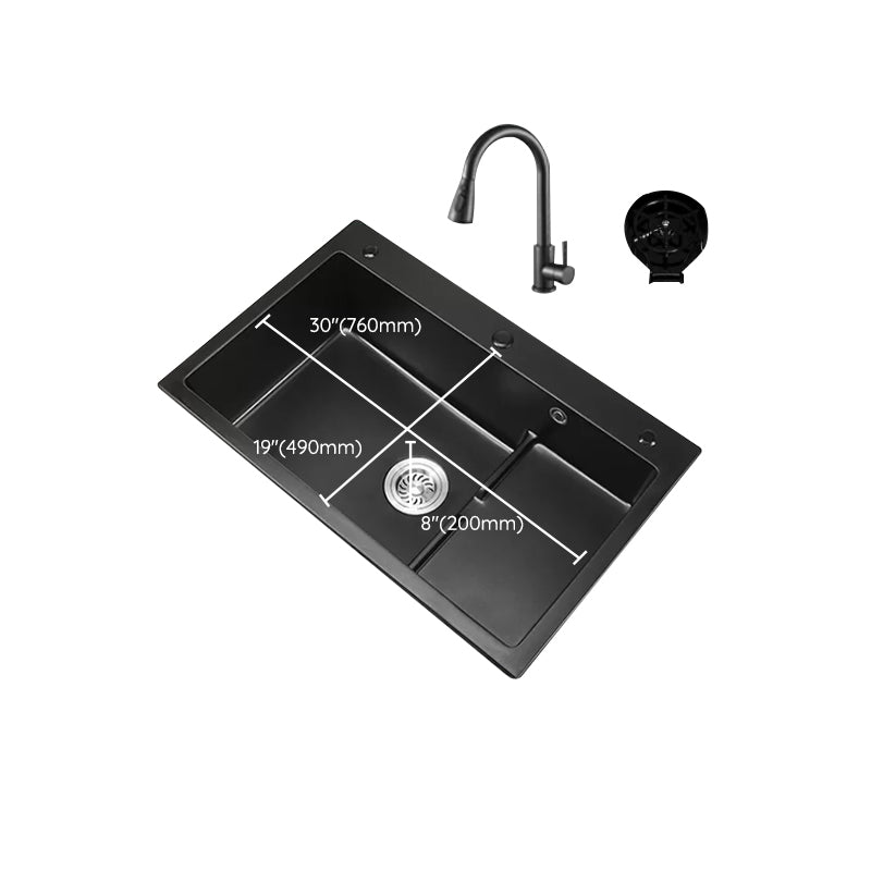 Modern Kitchen Sink White Pull-out Faucet Rectangular Anti-spill Kitchen Sink