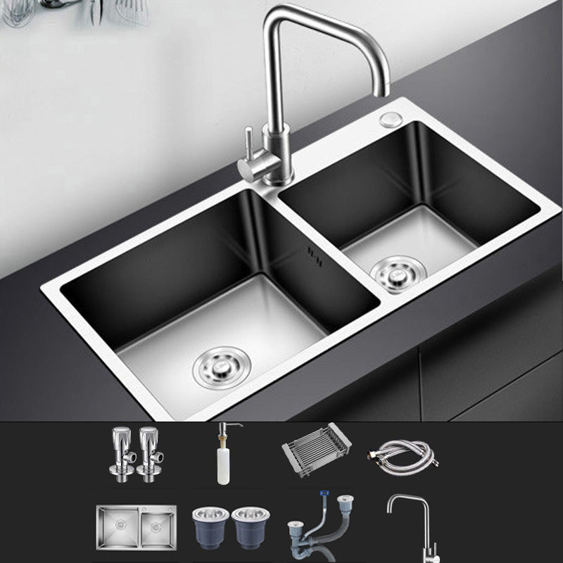 Modern Style Kitchen Sink Stainless Steel Kitchen Double Sink with Soundproofing