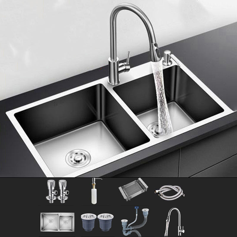 Modern Style Kitchen Sink Stainless Steel Kitchen Double Sink with Soundproofing