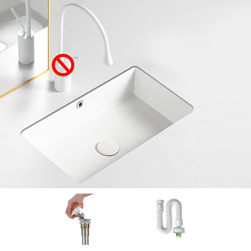 Contemporary Bathroom Sink with Pop-Up Drain Porcelain Rectangular Undermount Vanity Sink