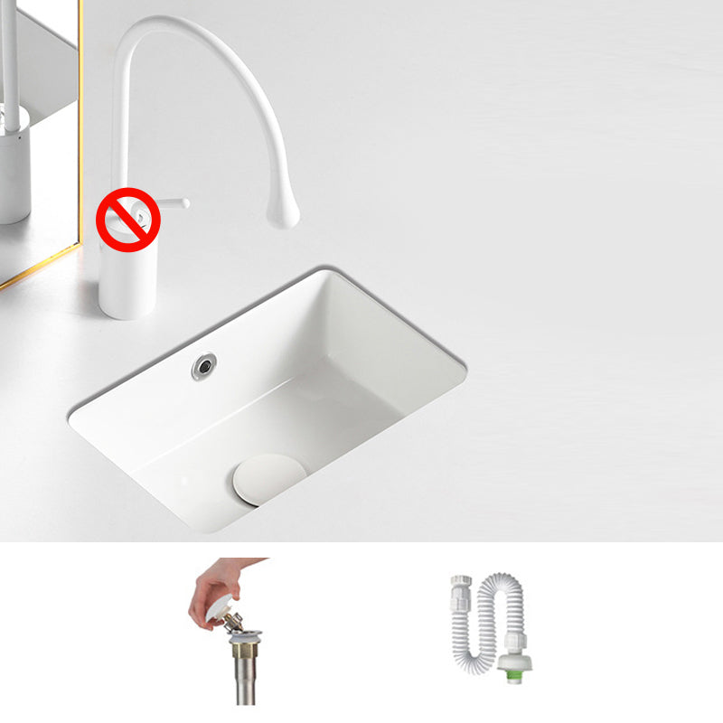 Contemporary Bathroom Sink with Pop-Up Drain Porcelain Rectangular Undermount Vanity Sink