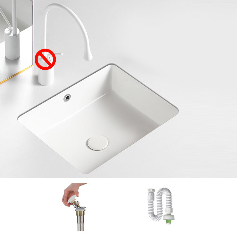 Contemporary Bathroom Sink with Pop-Up Drain Porcelain Rectangular Undermount Vanity Sink